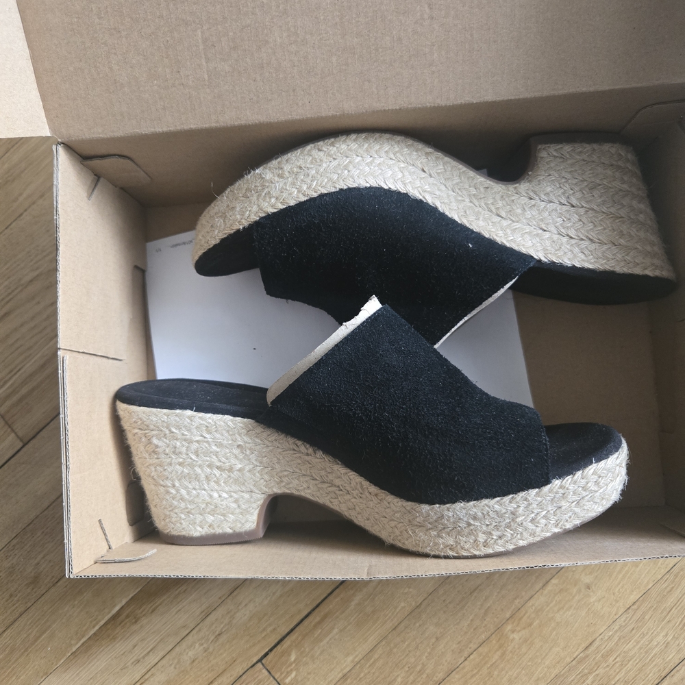 Black Suede Wedge Sandals